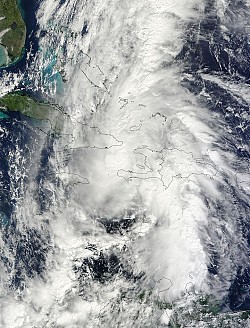 Hurricane Tomas over Haiti, Cuba, Jamaica.<br/>Photo: Nasa