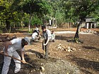 Volunteers building a classroom for the students of the parish school in Jacmel.